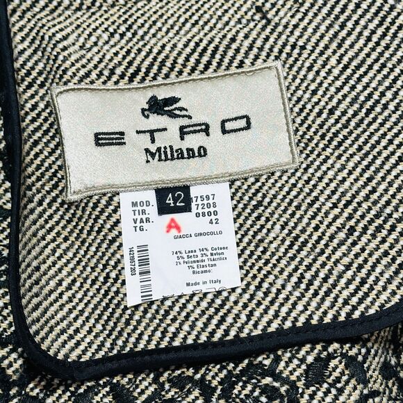 ETRO Women 42 US 6 Milano Jacket Blazer Brown Black Tweed Embroidered NWT $2690 - Picture 13 of 13